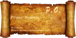 Prusz Orgona névjegykártya